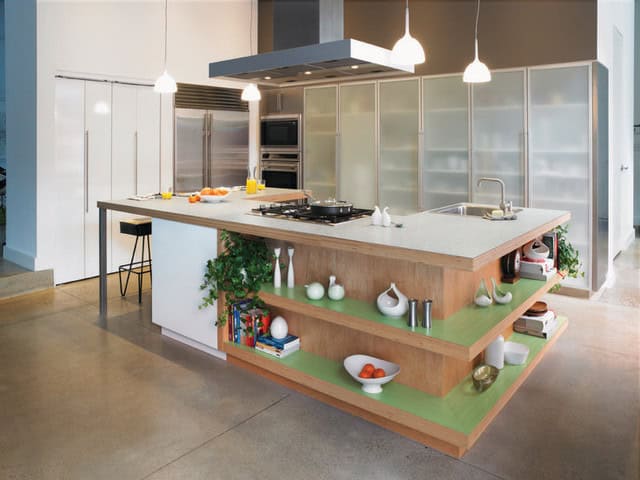 18 Practical Kitchen Island Designs With Open Shelving 17