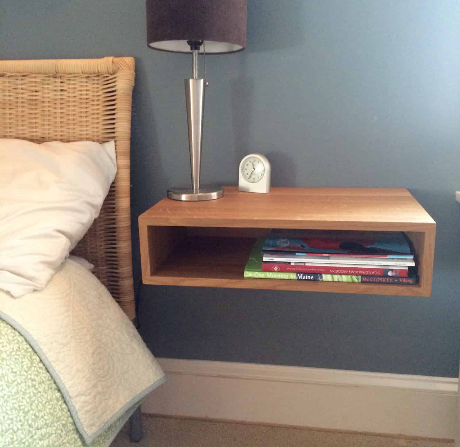 Floating Nightstand – Bedside Table in White Oak, Mid-Century Modern Inspired Buy it on: www.etsy.com
