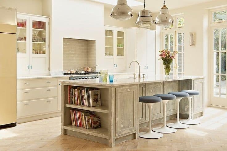 18 Practical Kitchen Island Designs With Open Shelving 4
