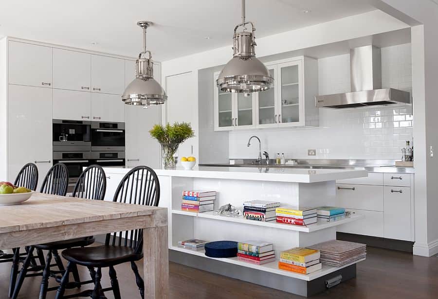 18 Practical Kitchen Island Designs With Open Shelving 7