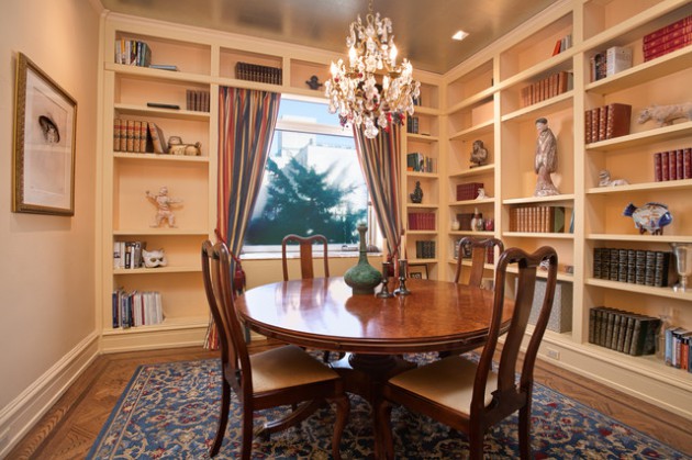 18 Imposant Dining Room Designs With Shelves On The Walls