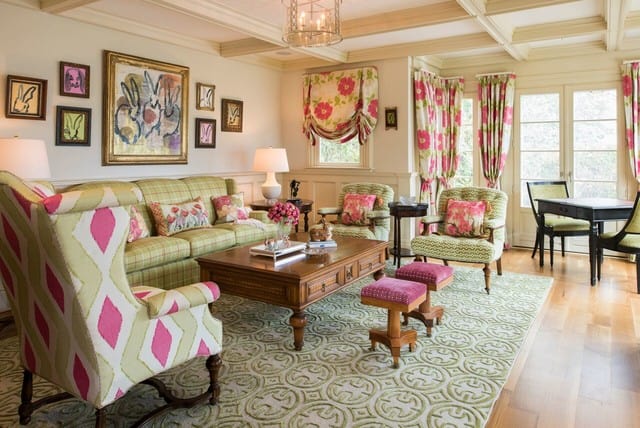 Pink and Green Print Living Space Source