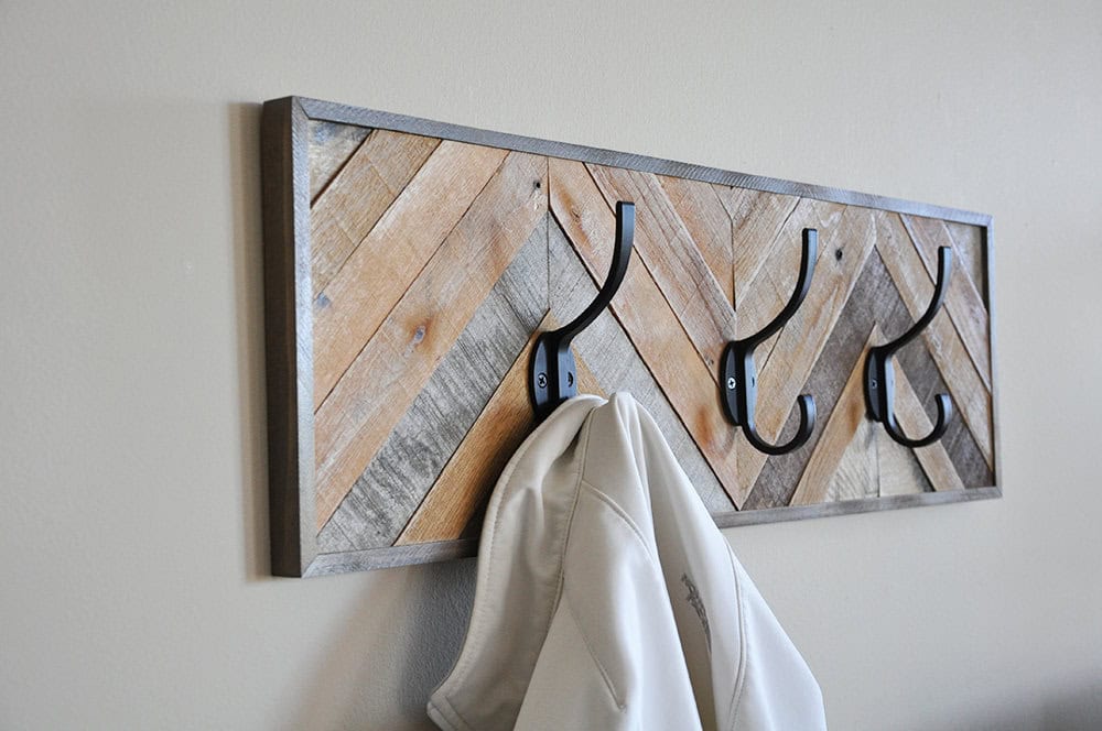 Coat rack with reclaimed wood chevron pattern Buy it on: www.etsy.com