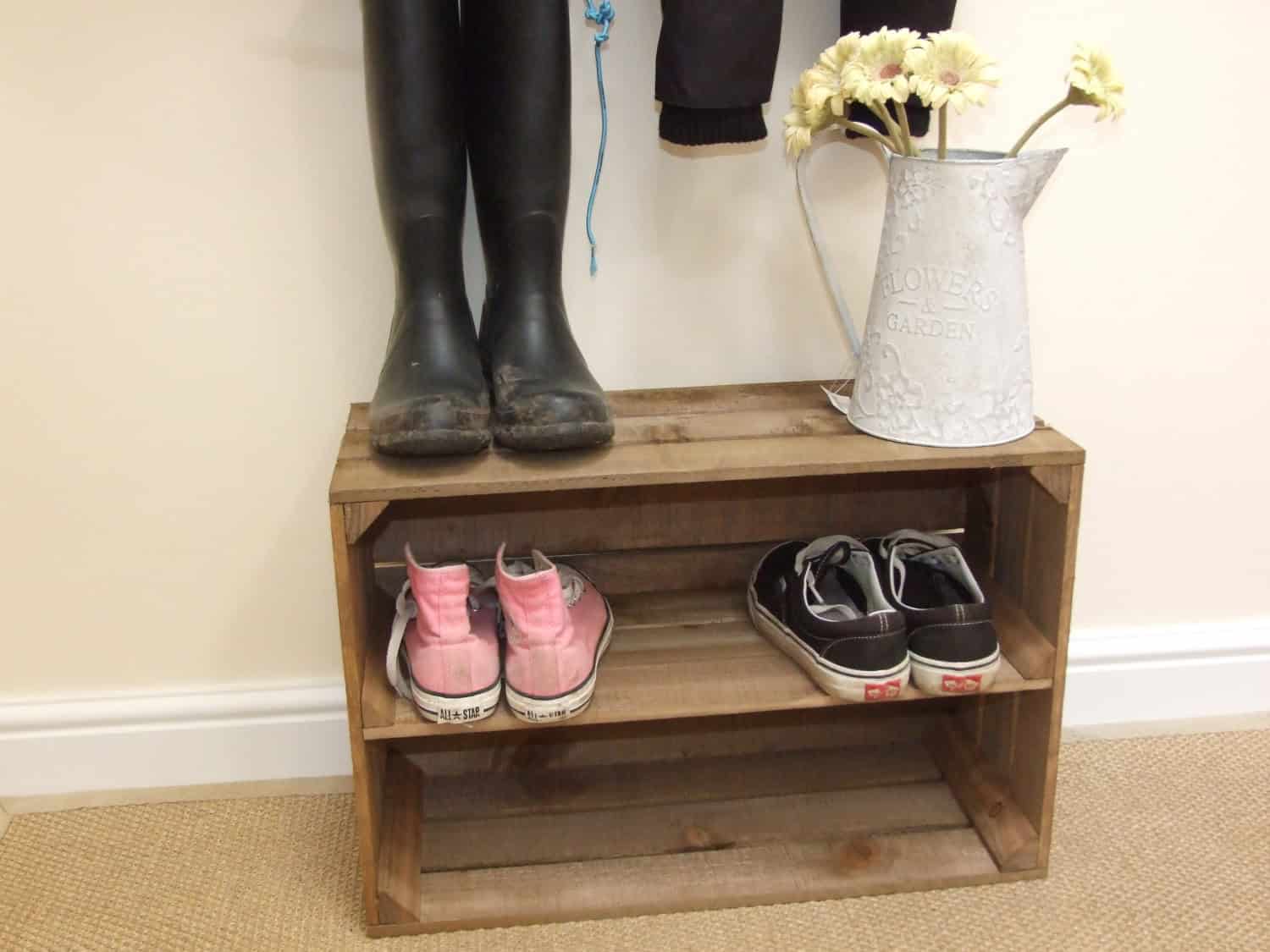 Shabby chic WOODEN SHOE RACK from a crate Buy it on: www.etsy.com