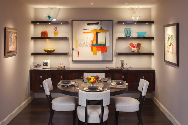 18 Imposant Dining Room Designs With, How Do You Decorate Floating Shelves In A Dining Room