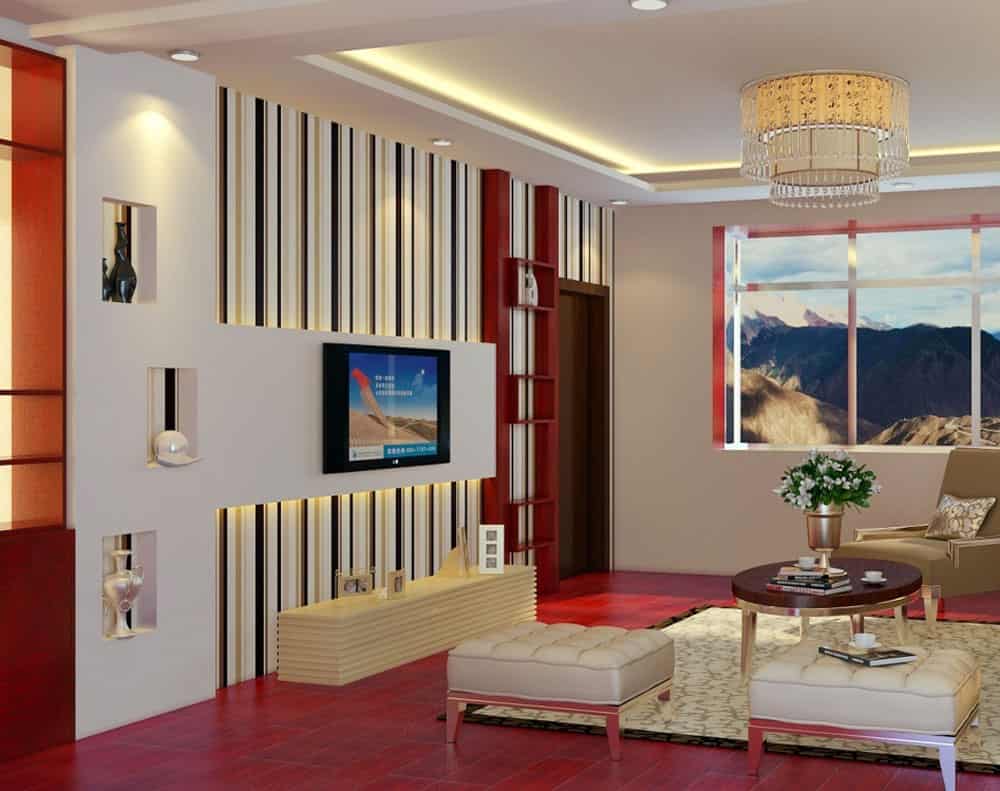 16 Lovely Living Rooms With Striped Walls 16
