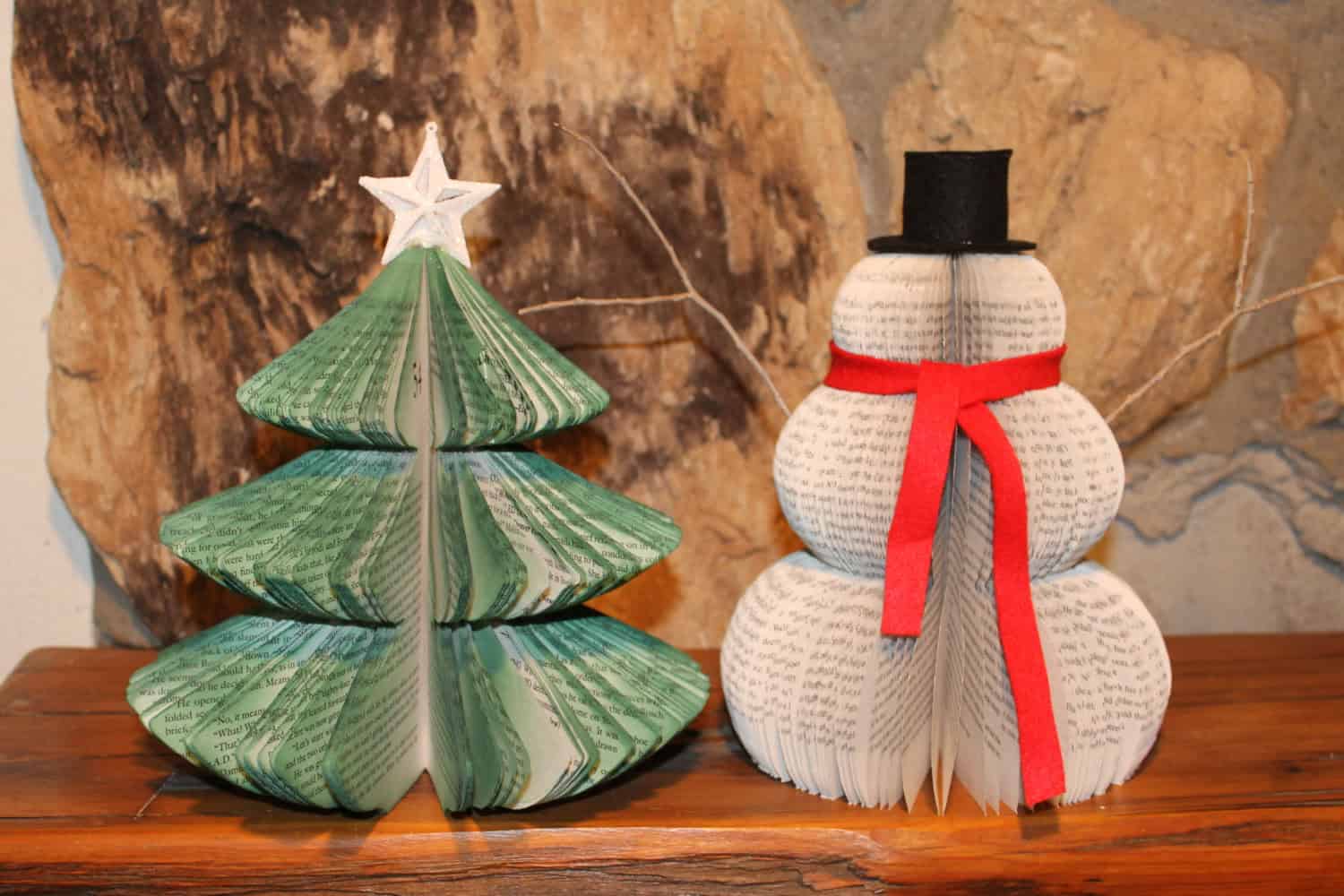 Handmade Christmas Decorations from Recycled Books Buy it on: www.etsy.com