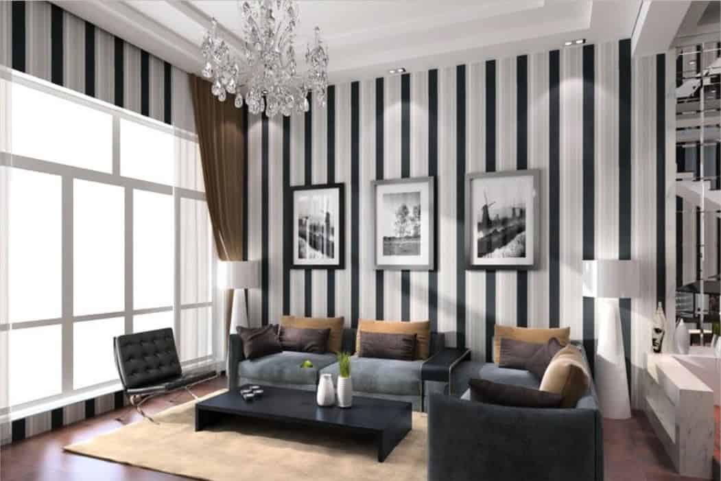 16 Lovely Living Rooms With Striped Walls 9