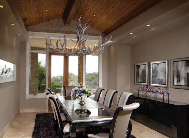 15 Charming Dining Room Designs With Antler Chandeliers