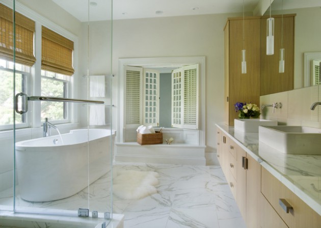16 Stunning Bathrooms With Marble Floor That Will Admire You