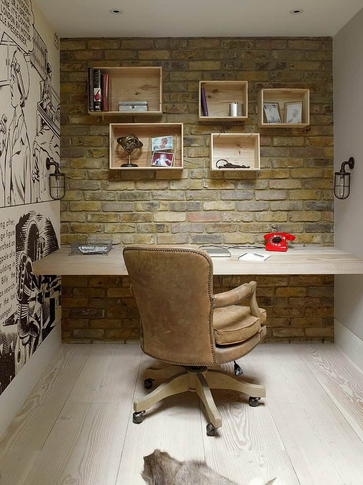 14 Charming Home Office Designs With A Stone Wall 13
