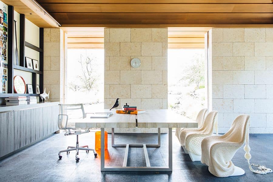 14 Charming Home Office Designs With A Stone Wall 14