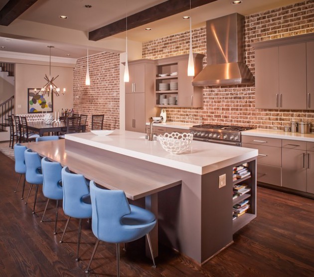 19 Charming Kitchen Designs With Brick Backsplash For Better Visual Effect