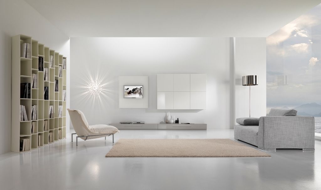 minimalist living room white