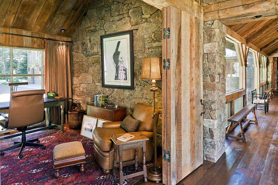 14 Charming Home Office Designs With A Stone Wall 9
