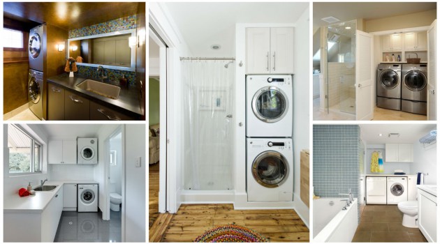 14 Multifunctional Bathroom Designs With Laundry Space