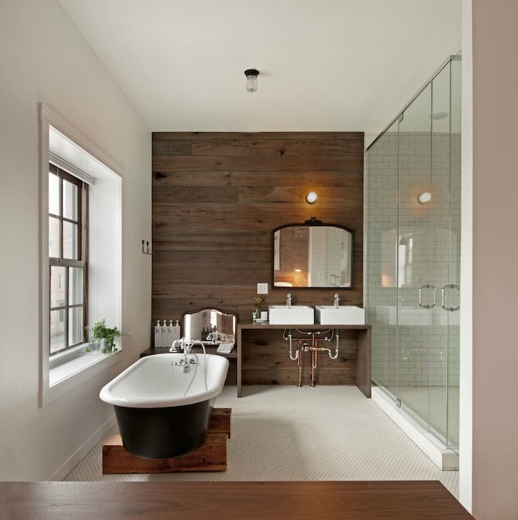 15 Classy Bathroom Designs With Reclaimed Wood 14