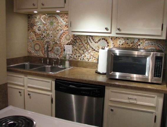 backsplash kitchen diy easy mosaic inexpensive beautify before tile curbly glass backsplashes tiles source idea yourself piece cabinet pieces gorgeous