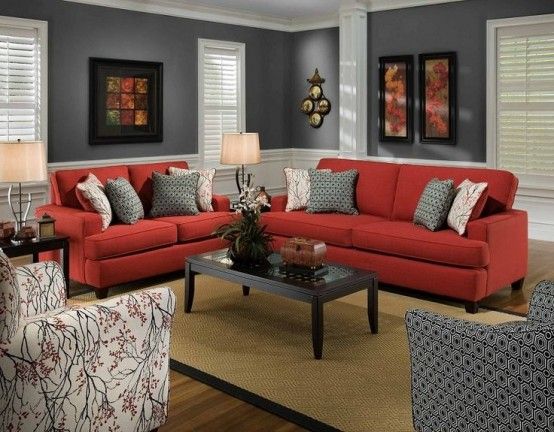16 Gorgeous Grey Living Rooms With Red Details