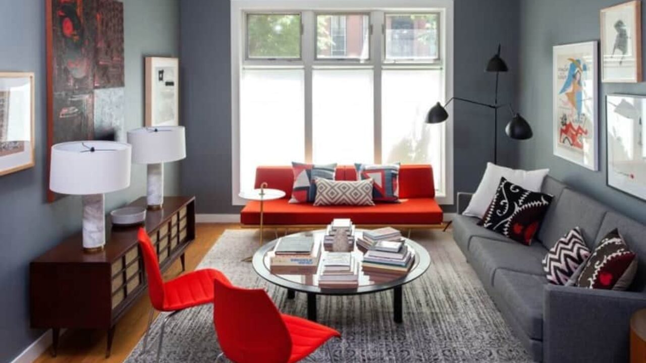 16 Gorgeous Grey Living Rooms With Red Details