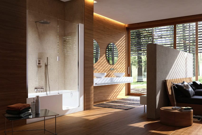 16 Marvelous Bathroom Designs With Wooden Wall That Abound With Elegance & Warmth 16 Marvelous Bathroom Designs With Wooden Wall That Abound With Elegance & Warmth