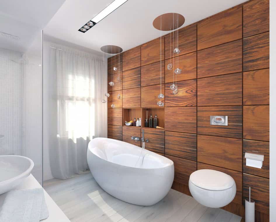 16 Marvelous Bathroom Designs With Wooden Wall That Abound With Elegance & Warmth 16 Marvelous Bathroom Designs With Wooden Wall That Abound With Elegance & Warmth