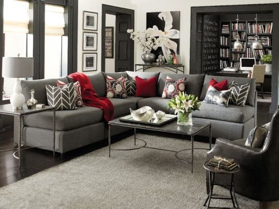 16 Gorgeous Grey Living Rooms With Red Details