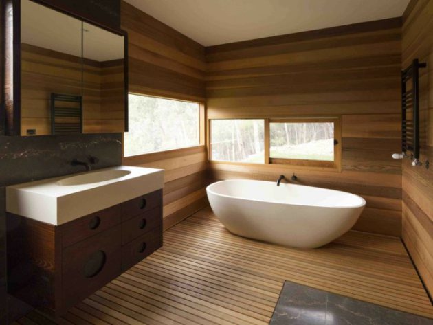 16 Marvelous Bathroom Designs With Wooden Wall That Abound ...
