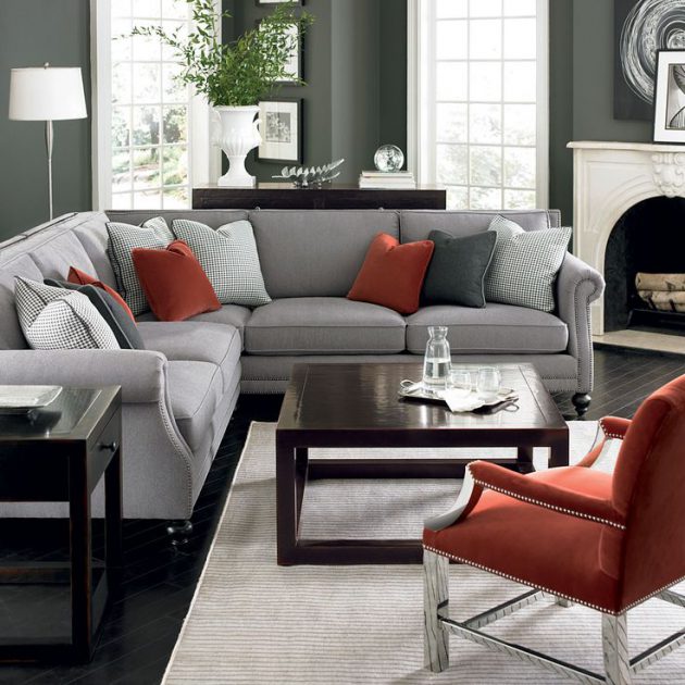 bernhardt sectional accent cinza couches livingroom