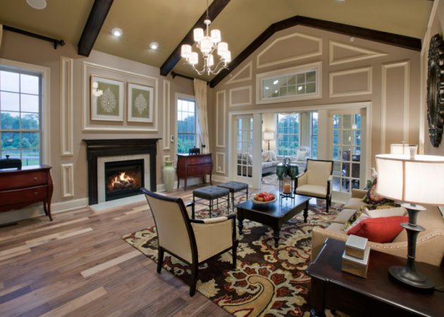 17 Charming Living Room Designs With, Living Room Vaulted Ceiling Wall Decorating Ideas