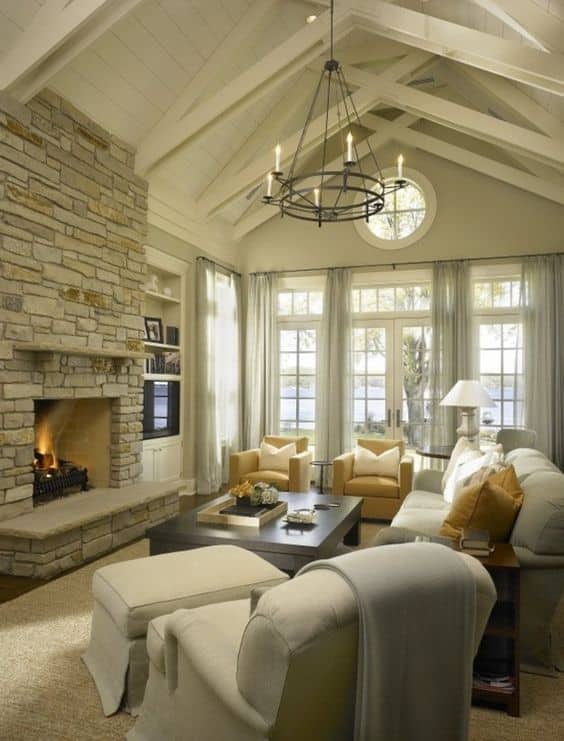 17 Charming Living Room Designs With Vaulted Ceiling