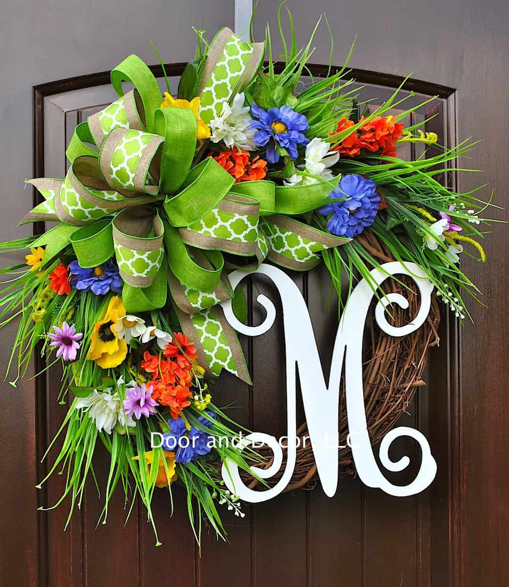 Summer flowers Monogram wreath Buy it on: www.etsy.com