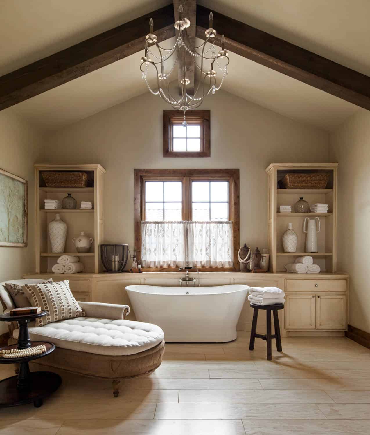 Open Shelves And Aged Accents: Rustic Decor For Bathrooms