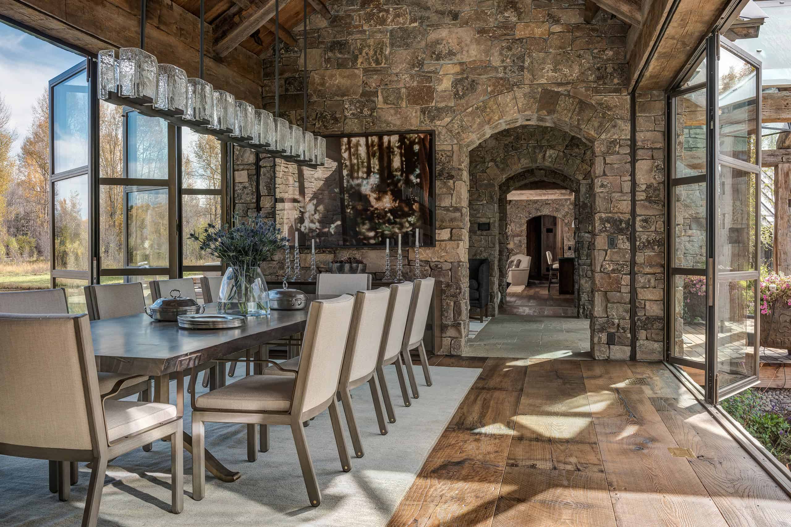 rustic dining room lighing