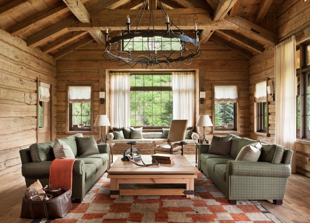 rustic wooden interior design living room