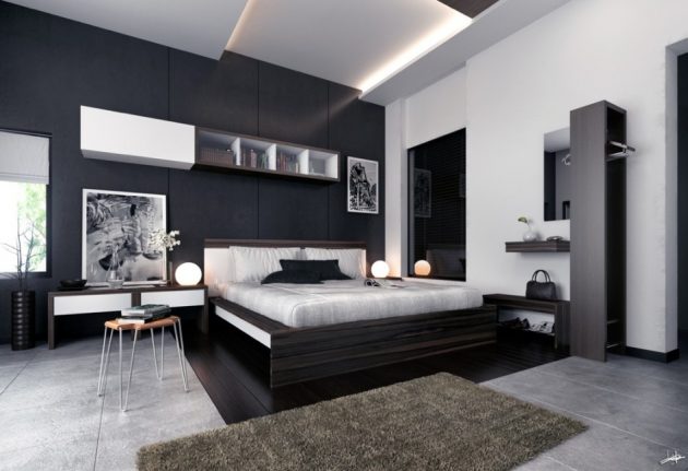 17 Enrossing Bedroom Designs With Dark Wall That Breaks The Monotony