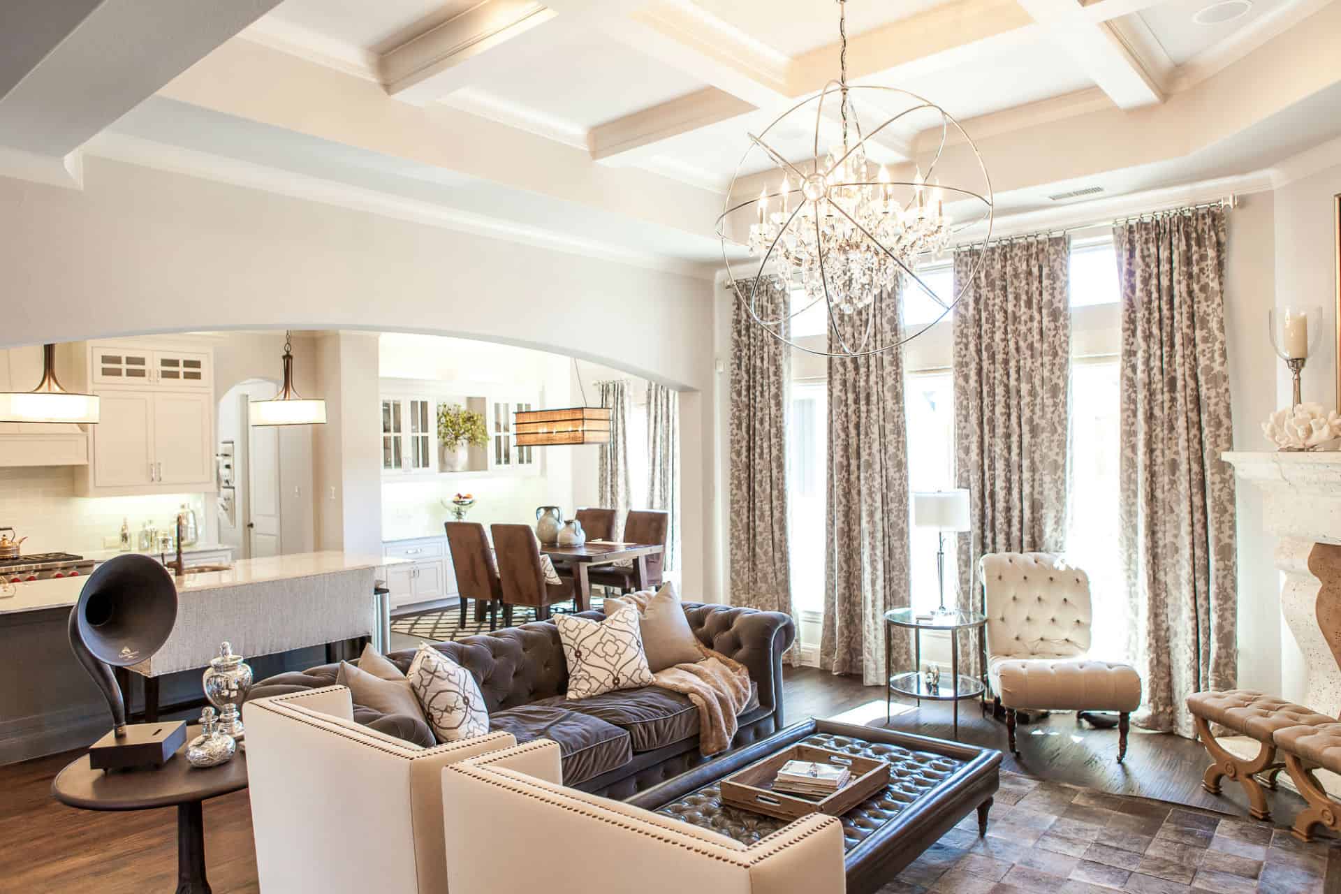 double chandelier in living room