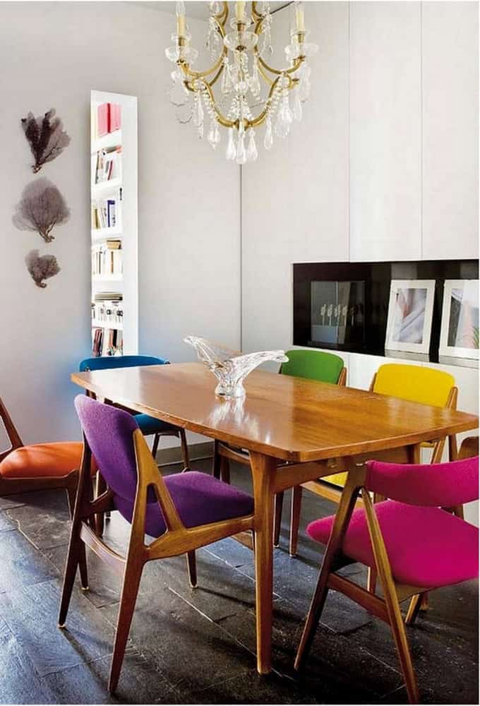 17 Creative Ways To Refresh Your Dining Room With Multicolored Chairs 1