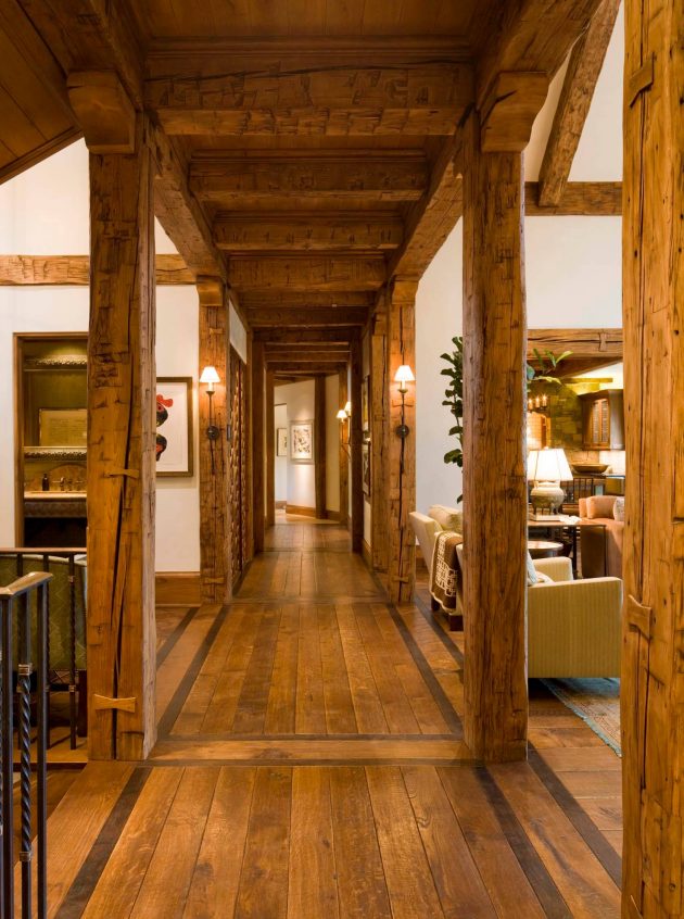 rustic hallway hall designs inspire great walnut inset beams ellis inc architectureartdesigns