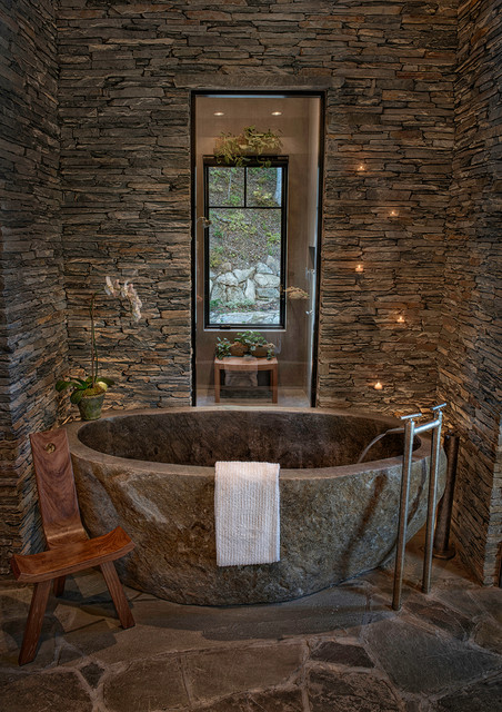19 Classy Bathroom Designs With Addition Of Stone For Elegant Look