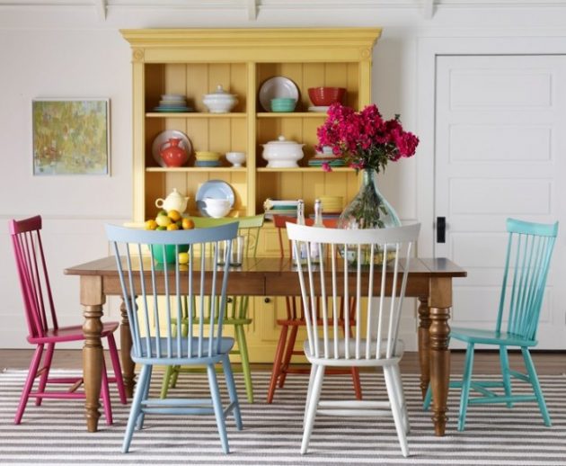 17 Creative Ways To Refresh Your Dining Room With Multicolored Chairs