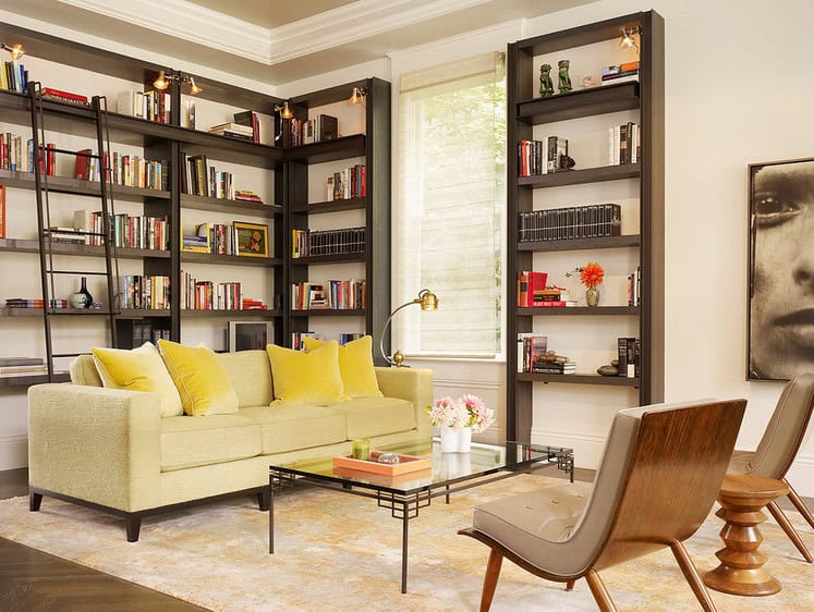 16 Fascinating Living Rooms With Small But Functional Library 10