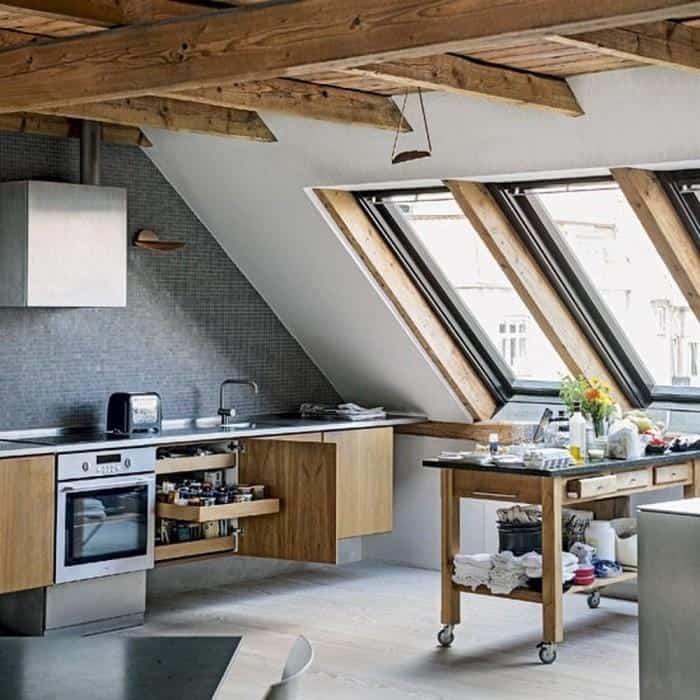 16 Super Functional Attic Kitchens That Will Impress You 12