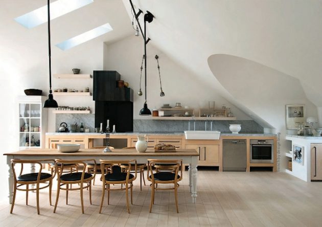 16 Super Functional Attic Kitchens That Will Impress You