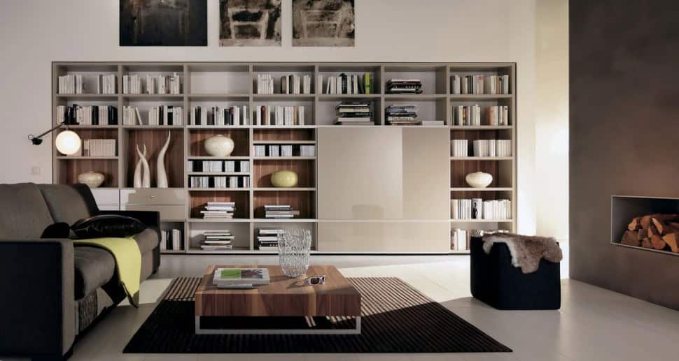 16 Fascinating Living Rooms With Small But Functional Library 15