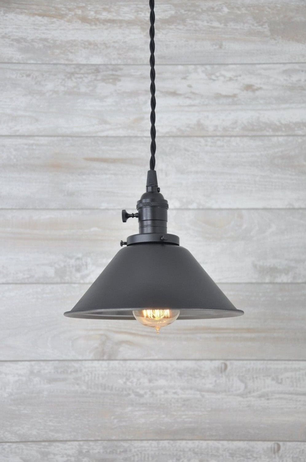 Matte Flat Black Cone Spun Industrial Pendant Light Fixture Buy it on: www.etsy.com