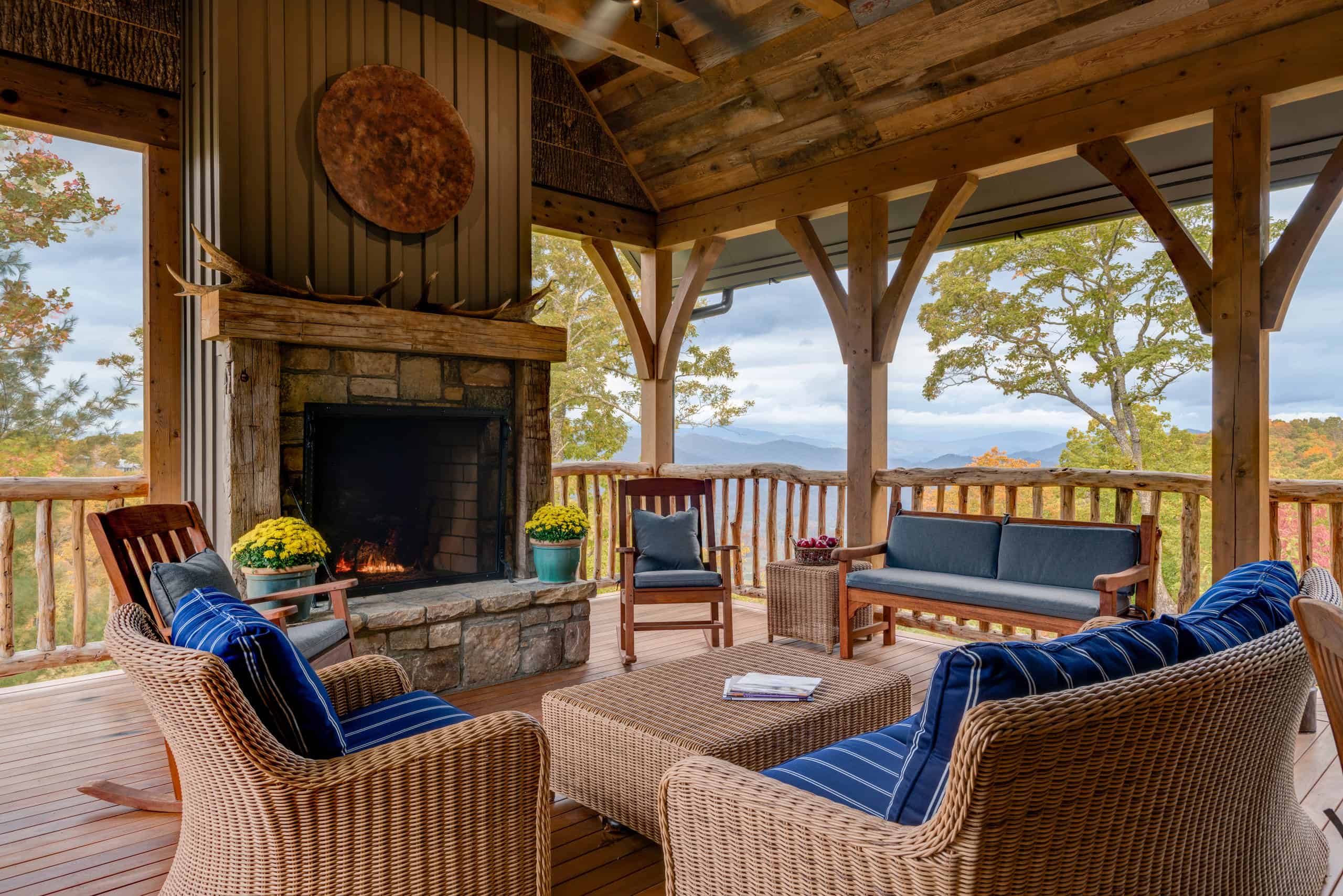 living room with deck