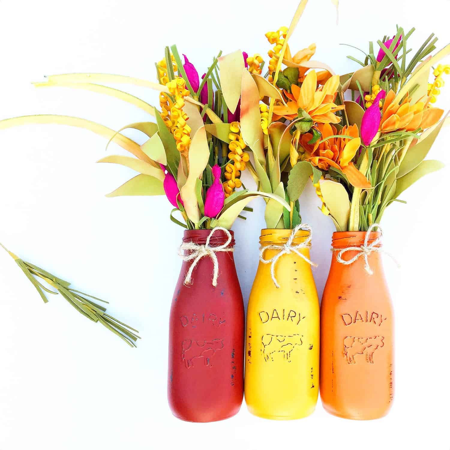 Hand Painted Dairy Bottles Autumn Centerpiece Buy it on: www.etsy.com