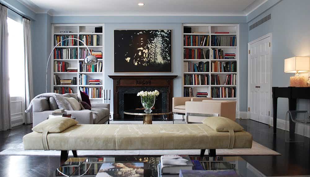 16 Fascinating Living Rooms With Small But Functional Library 2