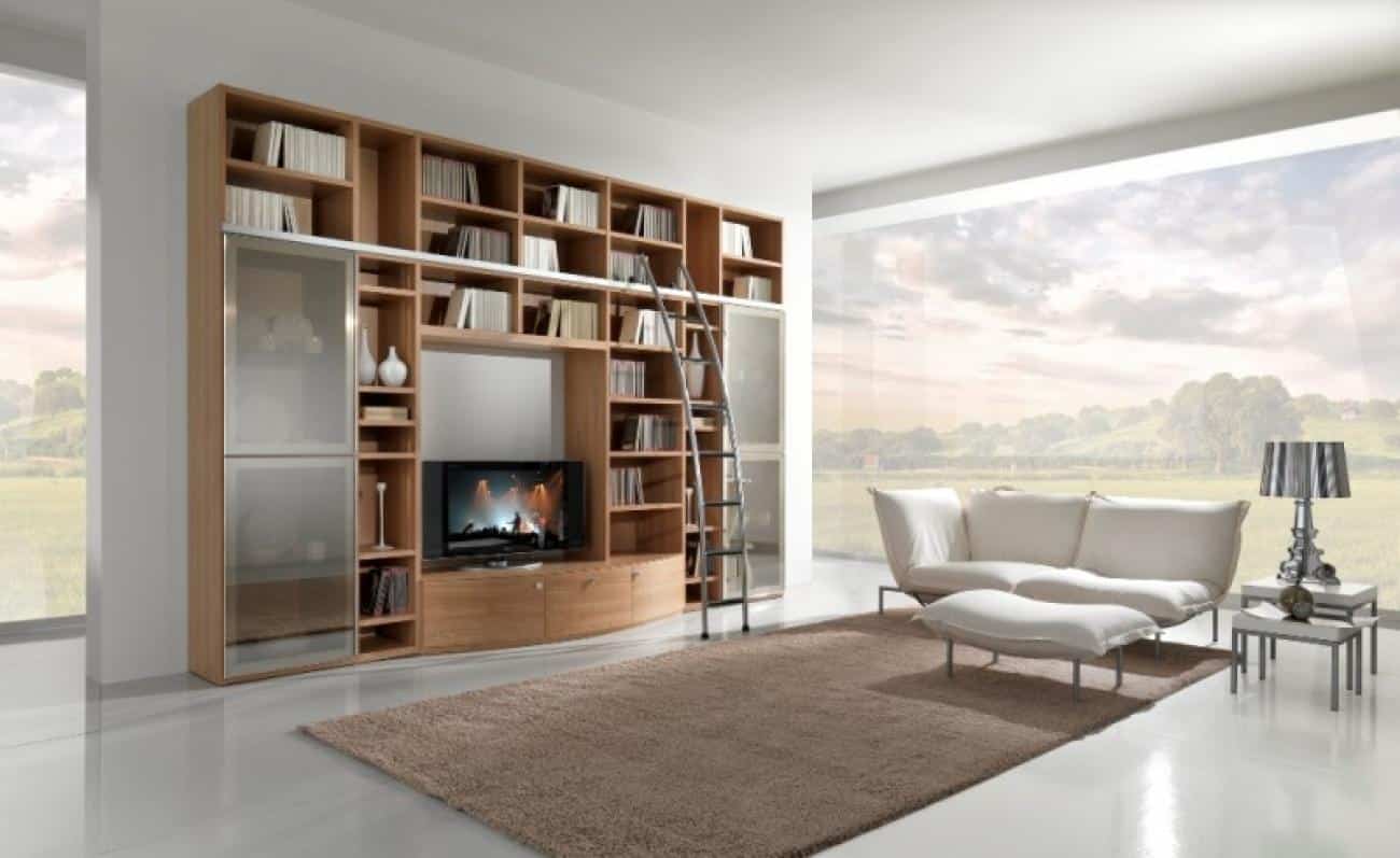 16 Fascinating Living Rooms With Small But Functional Library 6
